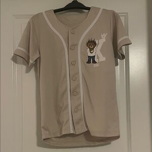 Kids Tan Baseball Jersey Shirt